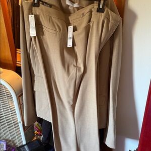 New York & Company Classic Tan Women's Suit set size 12 jacket size 14R pants